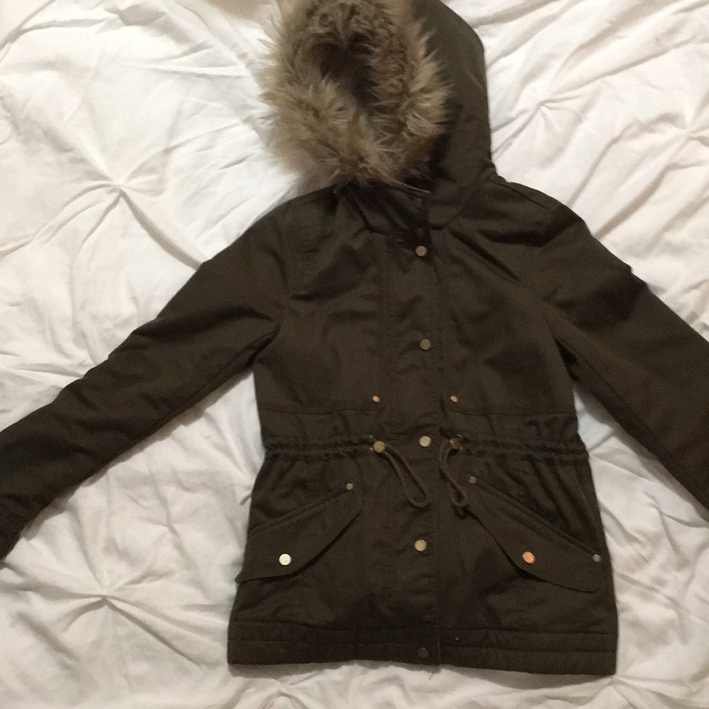 Hooded army green jacket